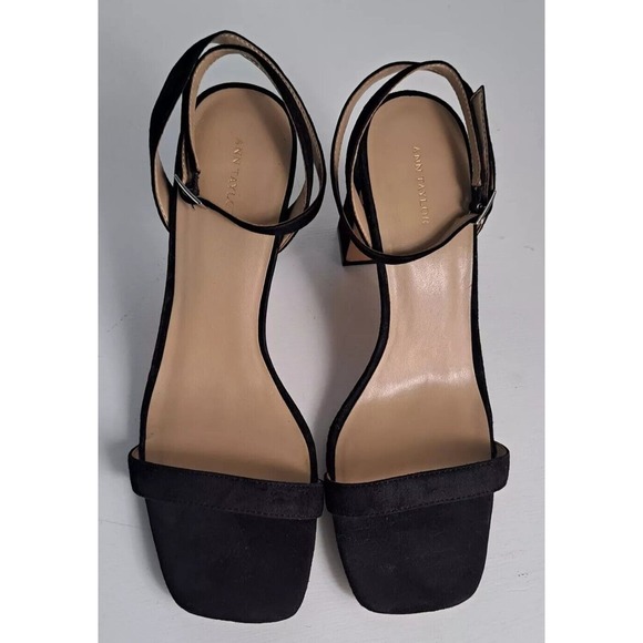 Ann Taylor Women's Chunky Heels 4" Size 9M Black Open Toe Wedding Prom Holiday - Picture 2 of 6